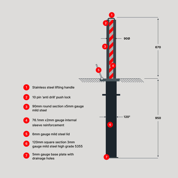 Rhino RT R8 - Heavy Duty Telescopic Bollard