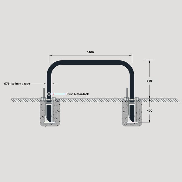 Rhino RDB76 Heavy Duty Removable Steel Hoop Barrier – Powder Coated